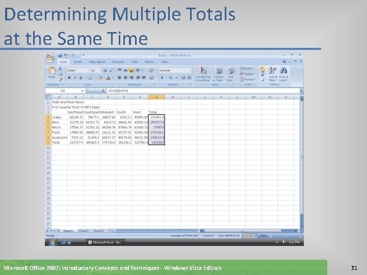Determining Multiple Totals at the Same Time Microsoft Office 2007: Introductory Concepts and Techniques