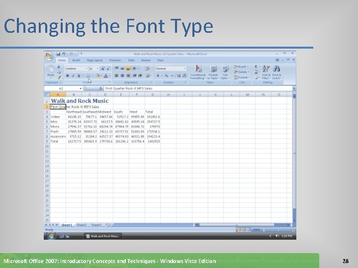 Changing the Font Type Microsoft Office 2007: Introductory Concepts and Techniques - Windows Vista
