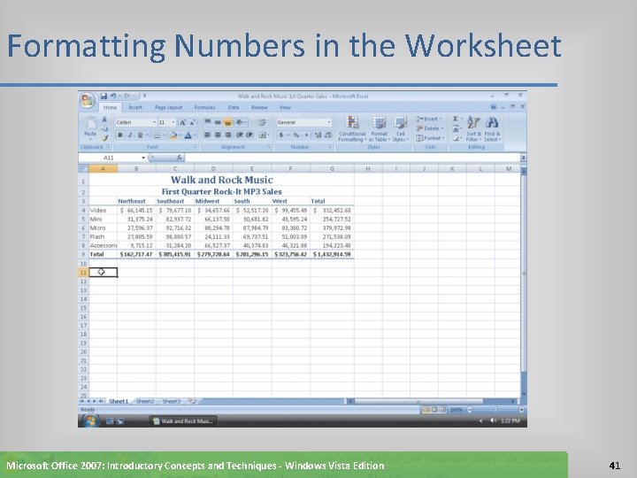 Formatting Numbers in the Worksheet Microsoft Office 2007: Introductory Concepts and Techniques - Windows