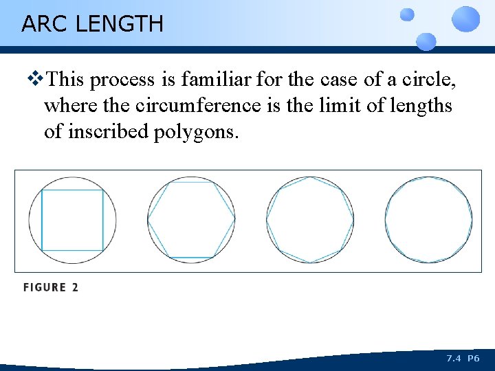 ARC LENGTH v. This process is familiar for the case of a circle, where