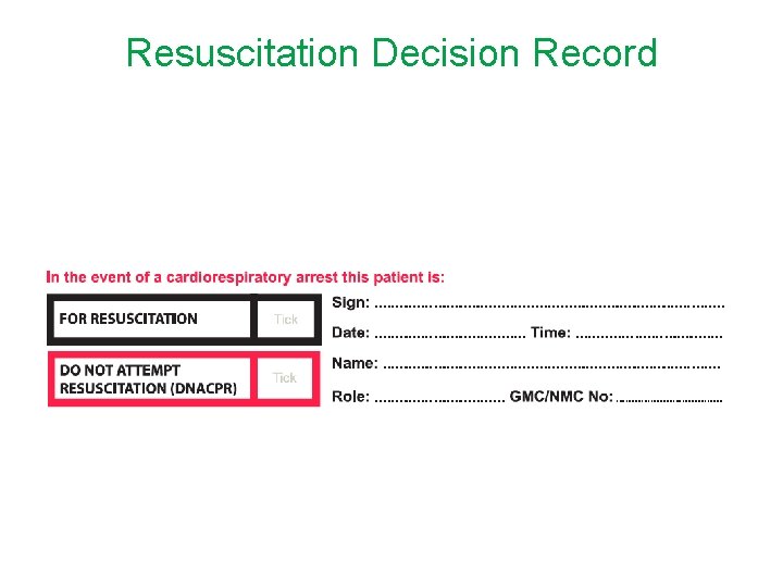 Resuscitation Decision Record 