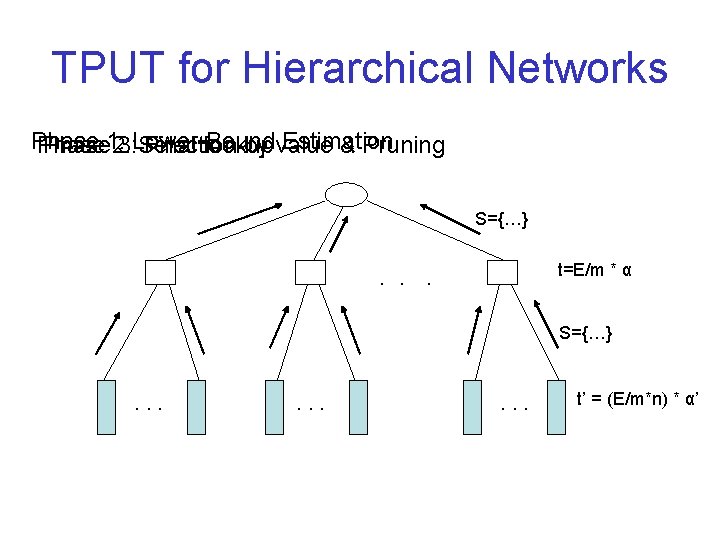 TPUT for Hierarchical Networks Phase Estimation Phase 1: 2: 3: Lower-Bound Selection Final lookup