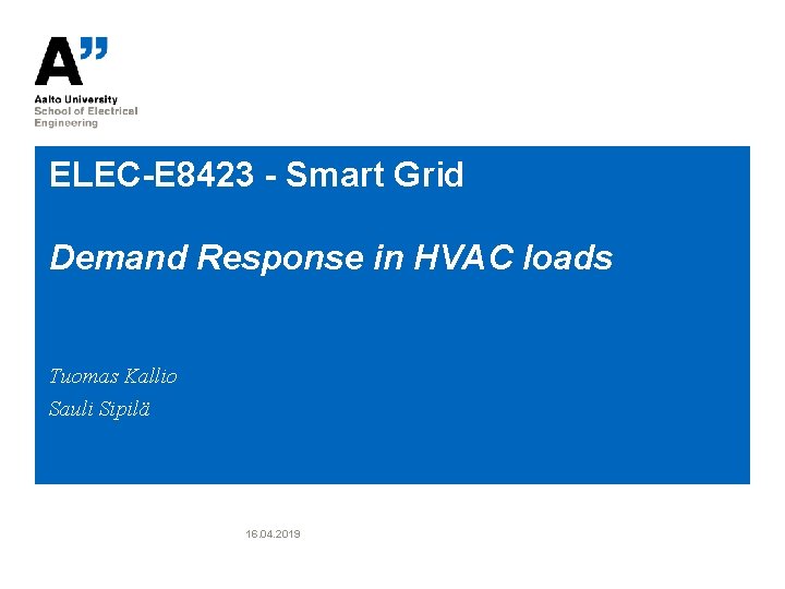 ELECE 8423 Smart Grid Demand Response in HVAC