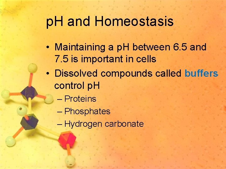 p. H and Homeostasis • Maintaining a p. H between 6. 5 and 7.