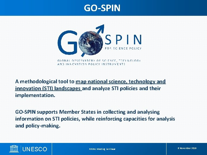 GO-SPIN A methodological tool to map national science, technology and innovation (STI) landscapes and