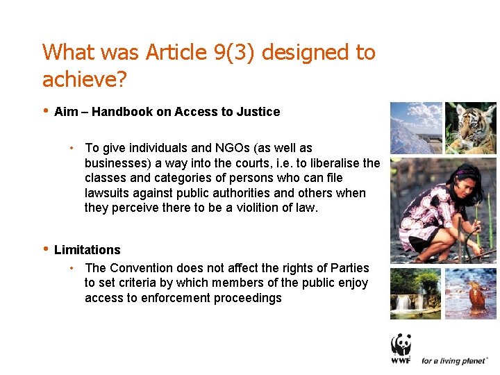 What was Article 9(3) designed to achieve? • Aim – Handbook on Access to