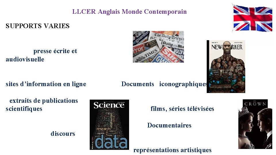 LLCER Anglais Monde Contemporain SUPPORTS VARIES presse écrite et audiovisuelle sites d’information en ligne