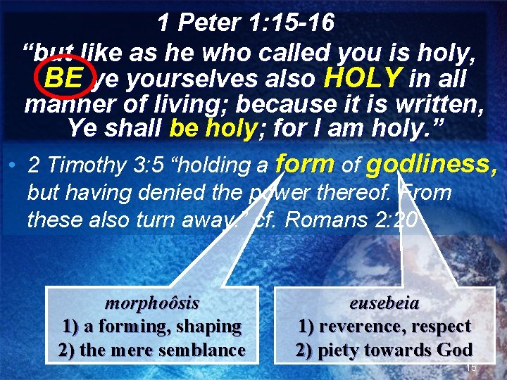 1 Peter 1: 15 -16 “but like as he who called you is holy,
