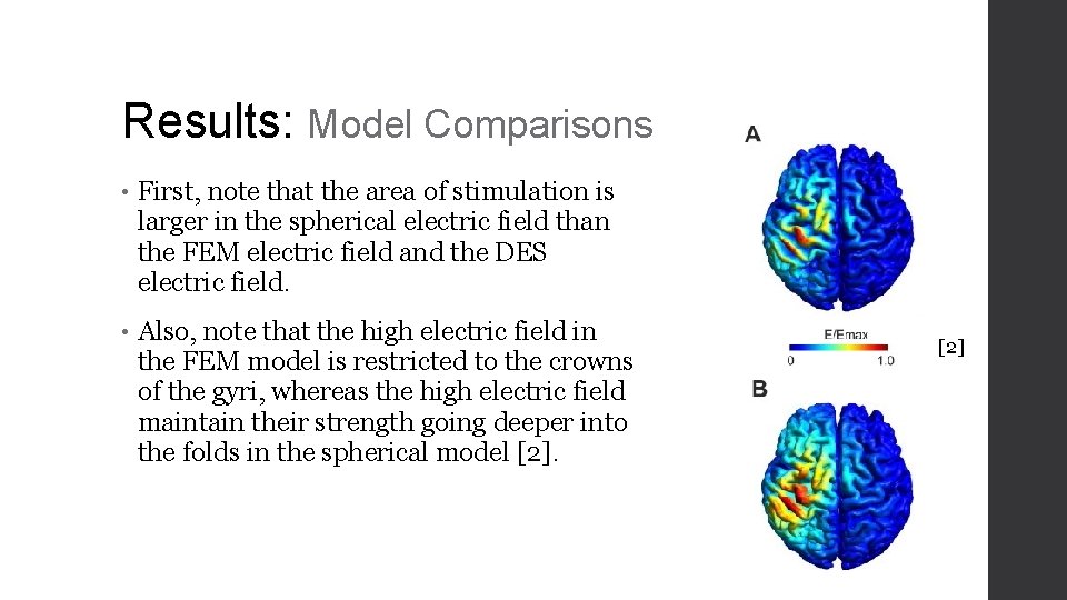 Results: Model Comparisons • First, note that the area of stimulation is larger in