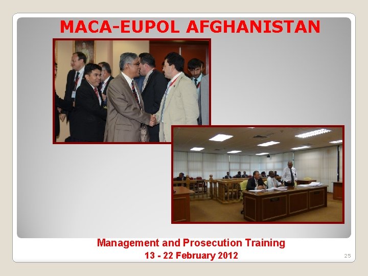 MACA-EUPOL AFGHANISTAN Management and Prosecution Training 13 - 22 February 2012 25 