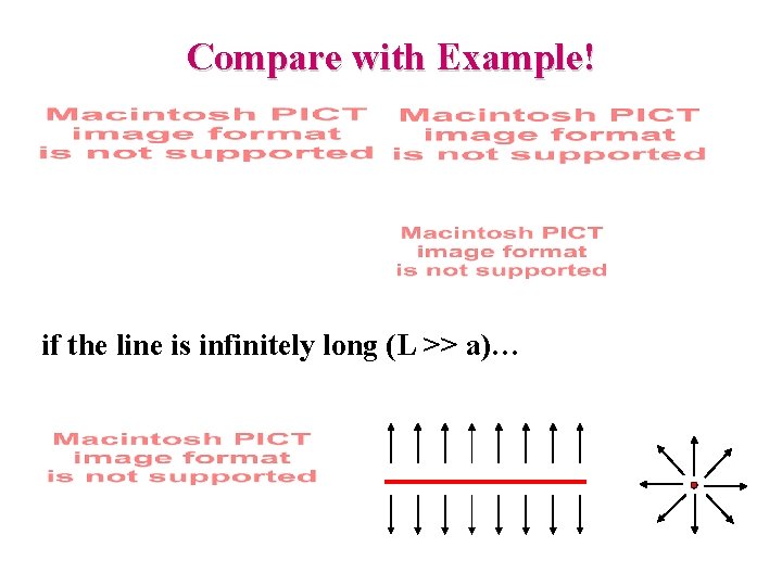 Compare with Example! if the line is infinitely long (L >> a)… 