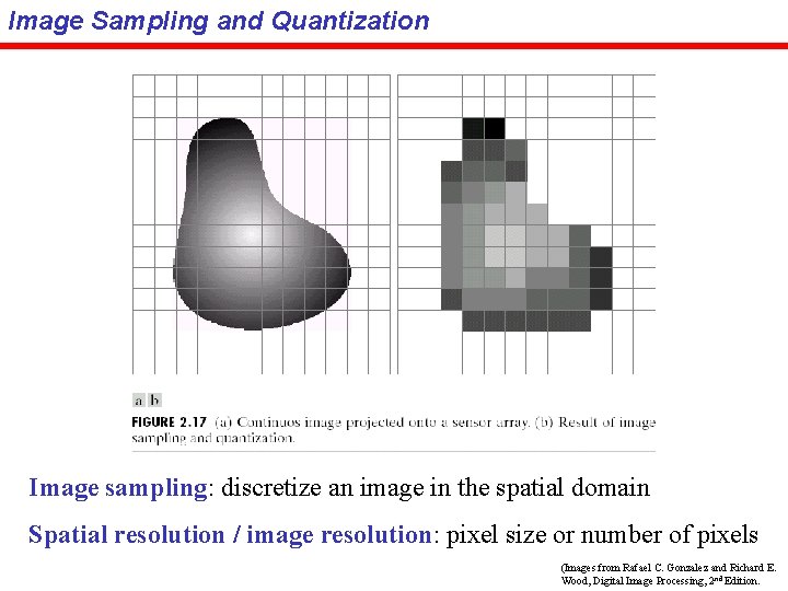 Image Sampling and Quantization Image sampling: discretize an image in the spatial domain Spatial