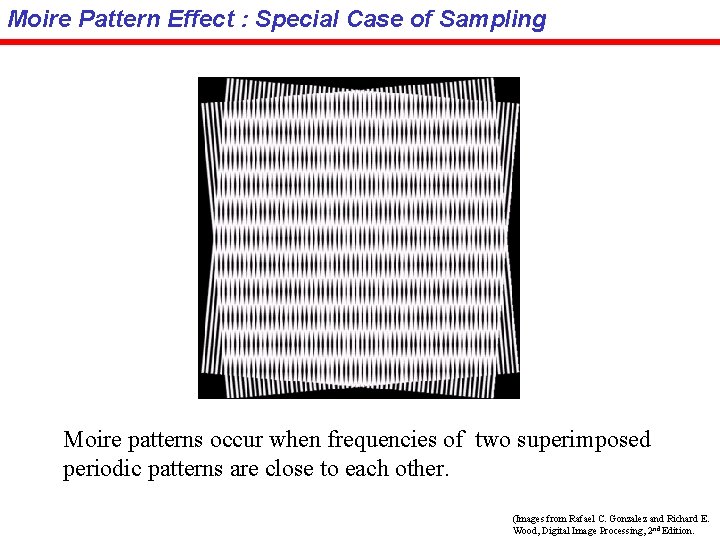 Moire Pattern Effect : Special Case of Sampling Moire patterns occur when frequencies of