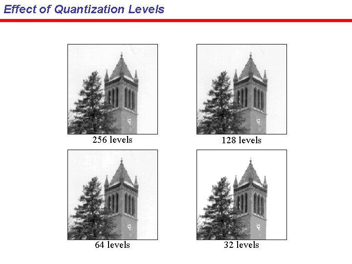 Effect of Quantization Levels 256 levels 128 levels 64 levels 32 levels 