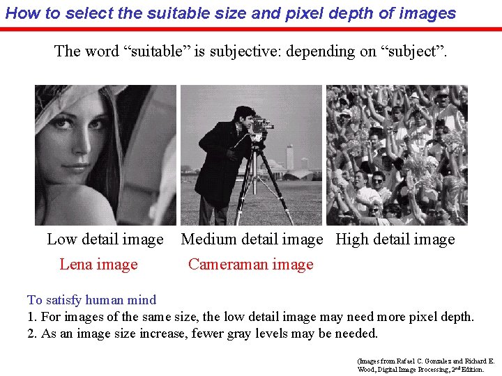 How to select the suitable size and pixel depth of images The word “suitable”