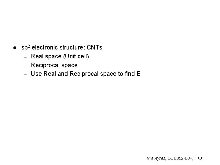 l sp 2 electronic structure: CNTs – Real space (Unit cell) – Reciprocal space