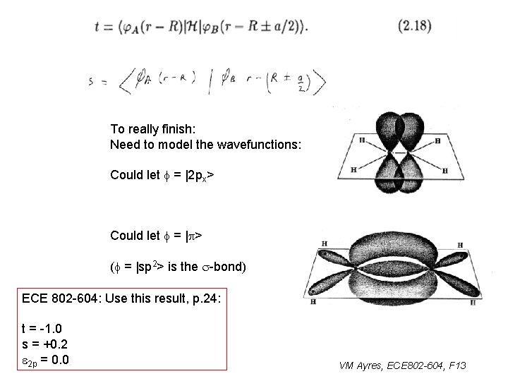 To really finish: Need to model the wavefunctions: Could let f = |2 px>