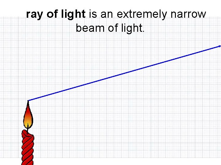 A ray of light is an extremely narrow beam of light. 