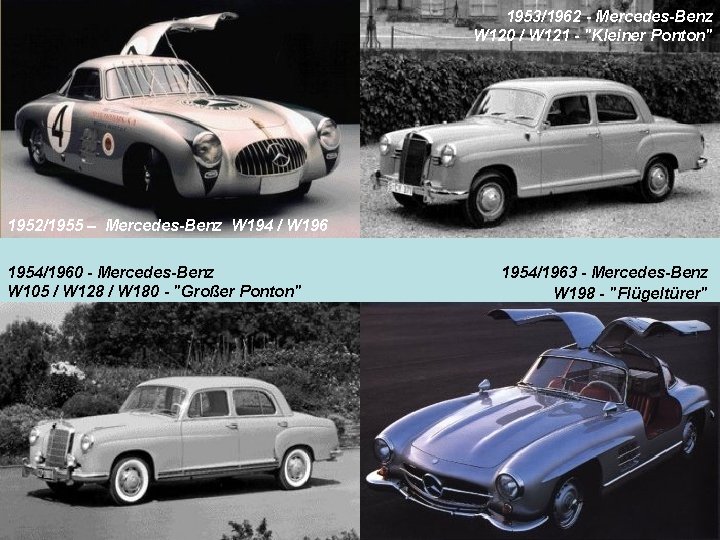 1953/1962 - Mercedes-Benz W 120 / W 121 - "Kleiner Ponton" 1952/1955 – Mercedes-Benz