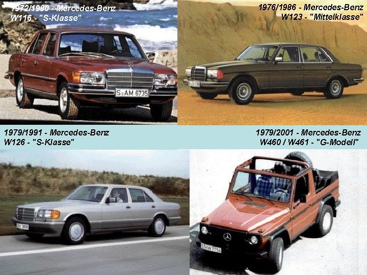 1972/1980 - Mercedes-Benz W 116 - "S-Klasse" 1979/1991 - Mercedes-Benz W 126 - "S-Klasse"
