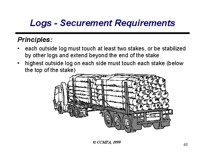 Logs - Securement Requirements Principles: • each outside log must touch at least two