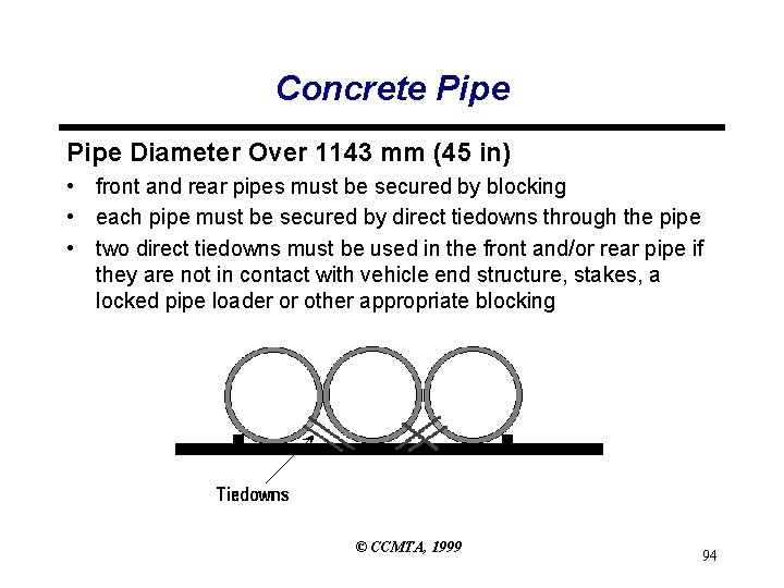 Concrete Pipe Diameter Over 1143 mm (45 in) • front and rear pipes must