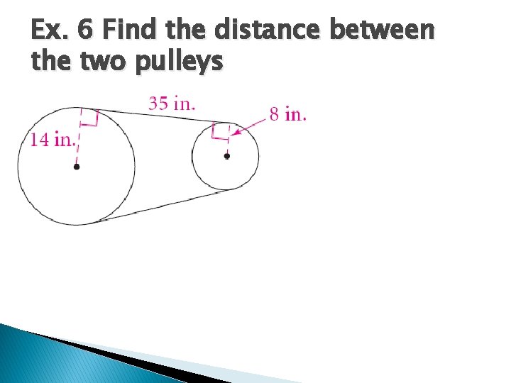 Ex. 6 Find the distance between the two pulleys 