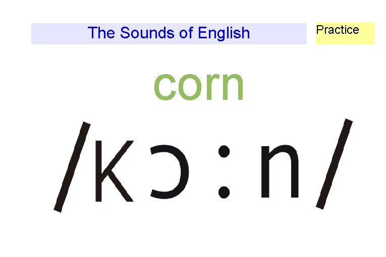 The Sounds of English corn Practice 