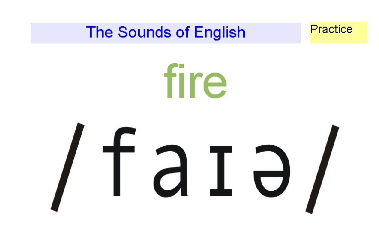 The Sounds of English fire Practice 