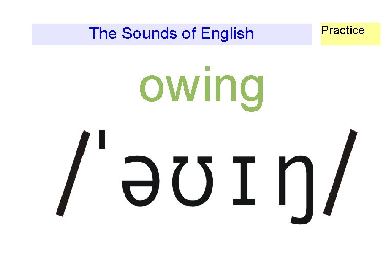 The Sounds of English owing Practice 