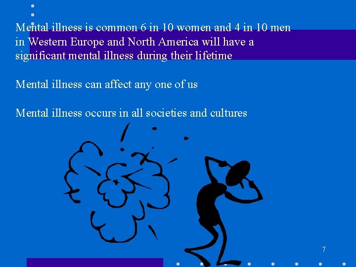 Mental illness is common 6 in 10 women and 4 in 10 men in