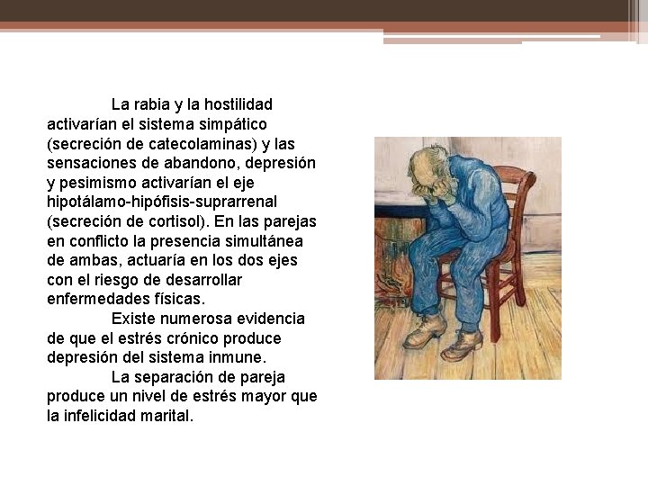 La rabia y la hostilidad activarían el sistema simpático (secreción de catecolaminas) y las