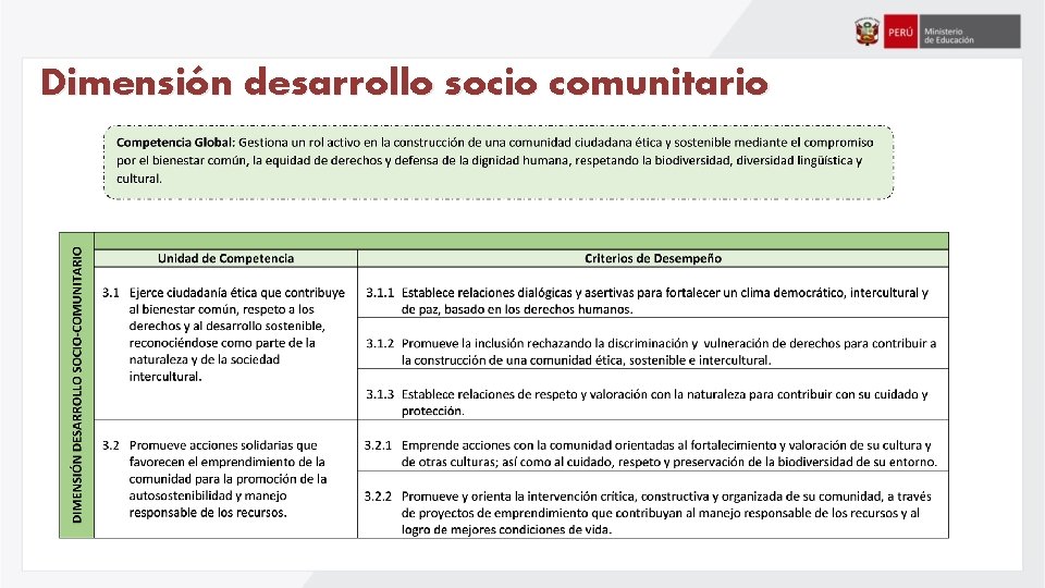 Dimensión desarrollo socio comunitario 