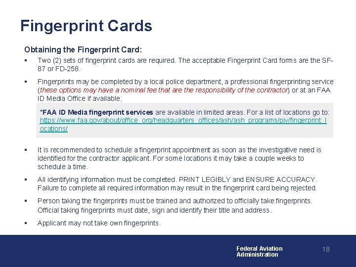 Fingerprint Cards Obtaining the Fingerprint Card: § Two (2) sets of fingerprint cards are