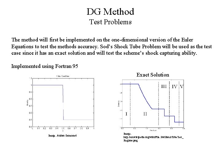 DG Method Test Problems The method will first be implemented on the one-dimensional version