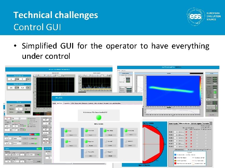 Technical challenges Control GUI • Simplified GUI for the operator to have everything under