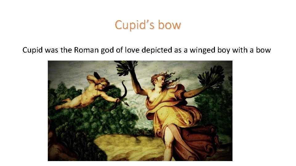 Cupid’s bow Cupid was the Roman god of love depicted as a winged boy