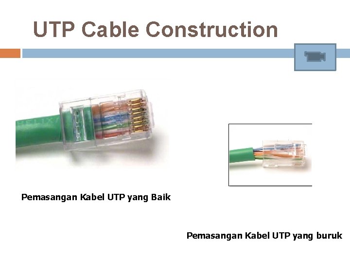 UTP Cable Construction Pemasangan Kabel UTP yang Baik Pemasangan Kabel UTP yang buruk 