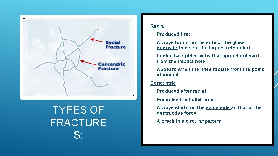 Radial Produced first Always forms on the side of the glass opposite to where