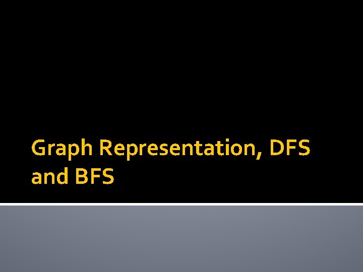 Graph Representation, DFS and BFS 