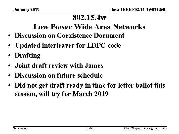 doc. : IEEE 802. 11 -19/0213 r 0 January 2019 802. 15. 4 w