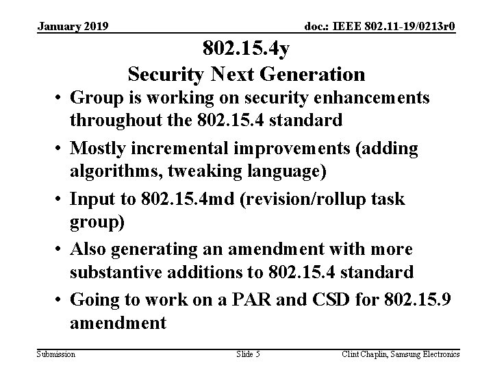 doc. : IEEE 802. 11 -19/0213 r 0 January 2019 802. 15. 4 y