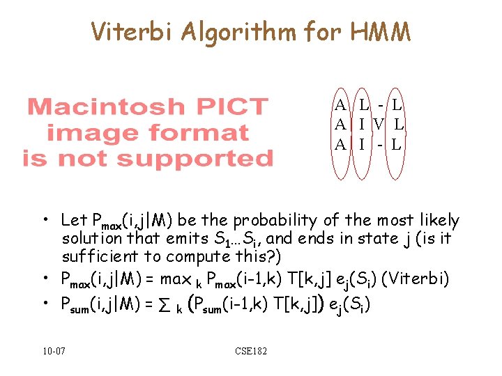 Viterbi Algorithm for HMM A L - L A I V L A I