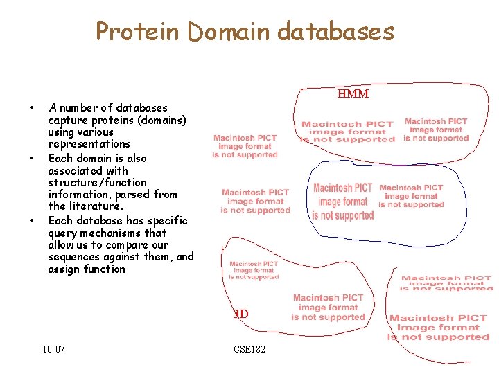 Protein Domain databases • • • HMM A number of databases capture proteins (domains)