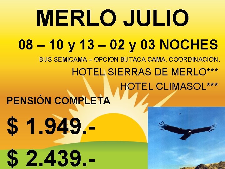 MERLO JULIO 08 – 10 y 13 – 02 y 03 NOCHES BUS SEMICAMA