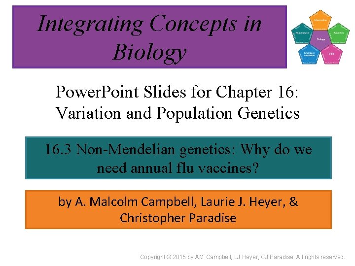 Integrating Concepts in Biology Power Point Slides for