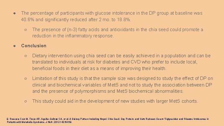 ● The percentage of participants with glucose intolerance in the DP group at baseline