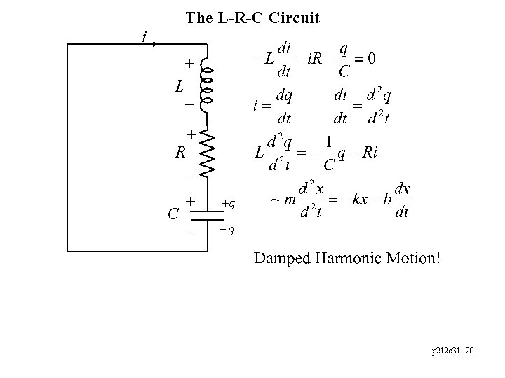 The L-R-C Circuit i + L - R C + + +q - -q