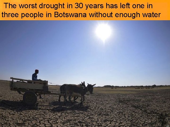 The worst drought in 30 years has left one in three people in Botswana