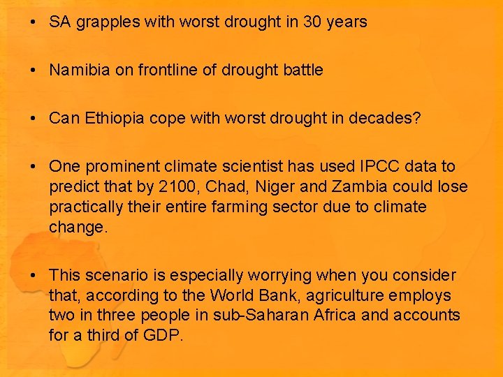  • SA grapples with worst drought in 30 years • Namibia on frontline